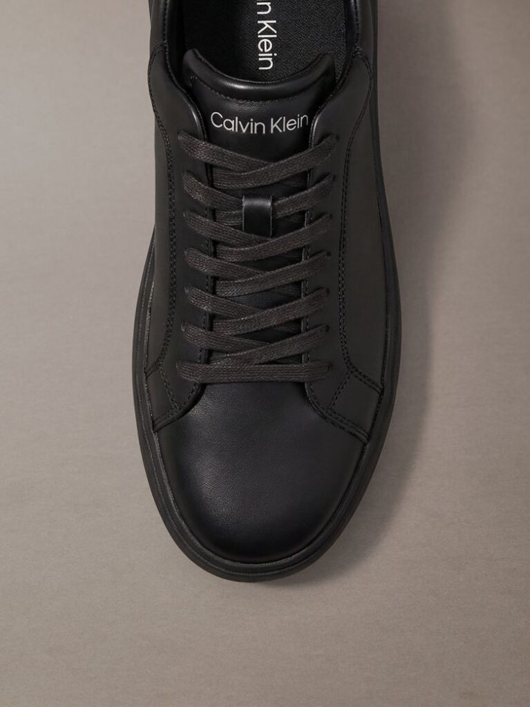 Black Leather Trainers  Men