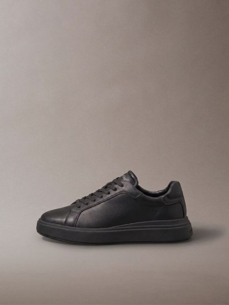 Black Leather Trainers  Men