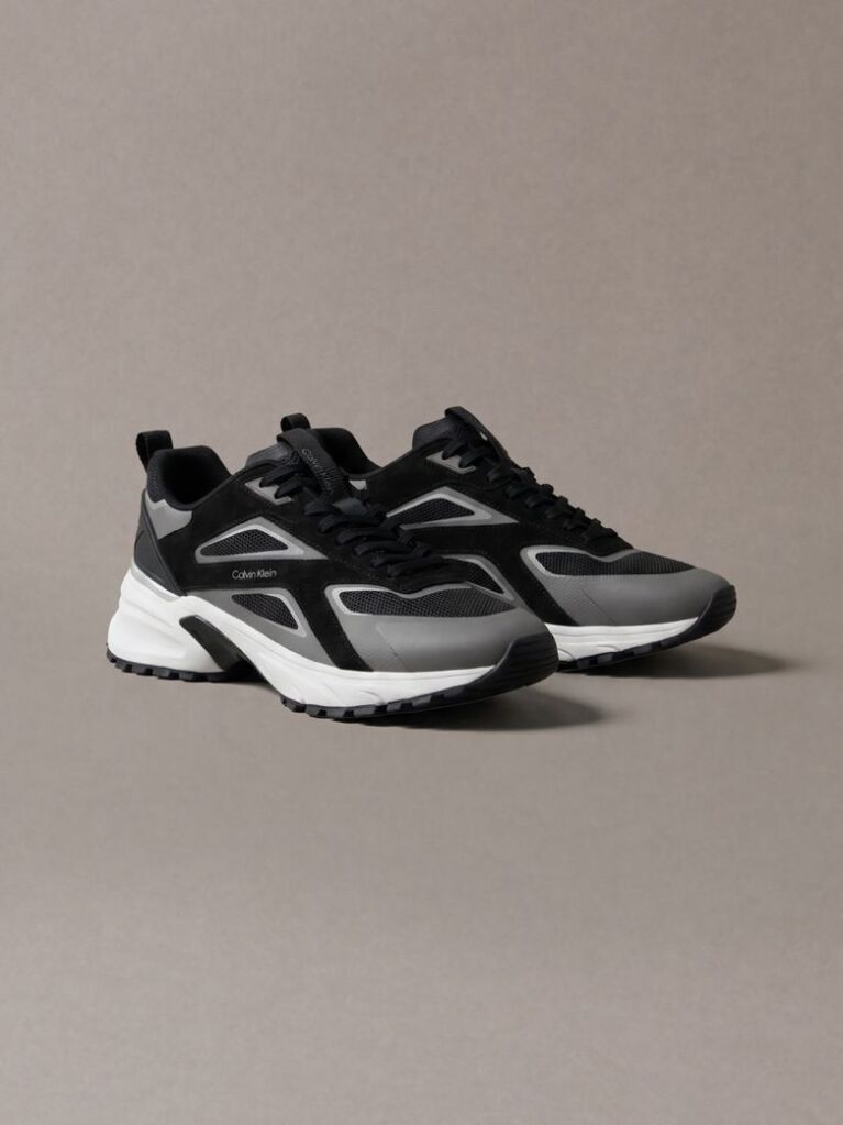 Black Knit Mesh Runner Sneakers  Men
