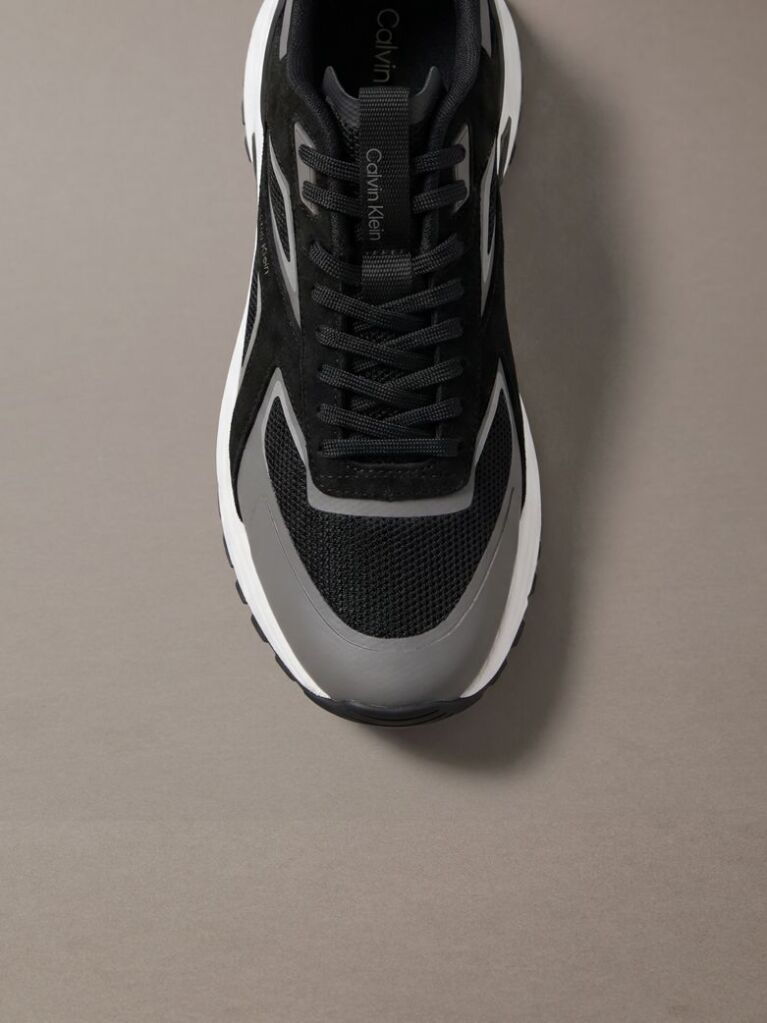 Black Knit Mesh Runner Sneakers  Men