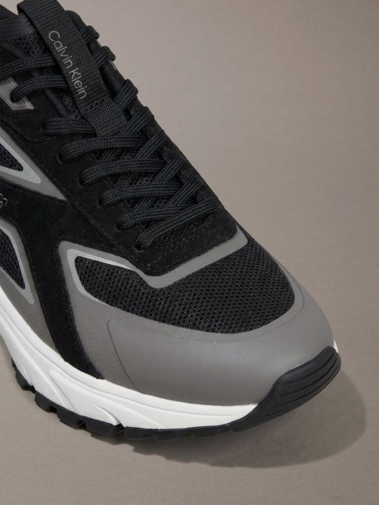Black Knit Mesh Runner Sneakers  Men