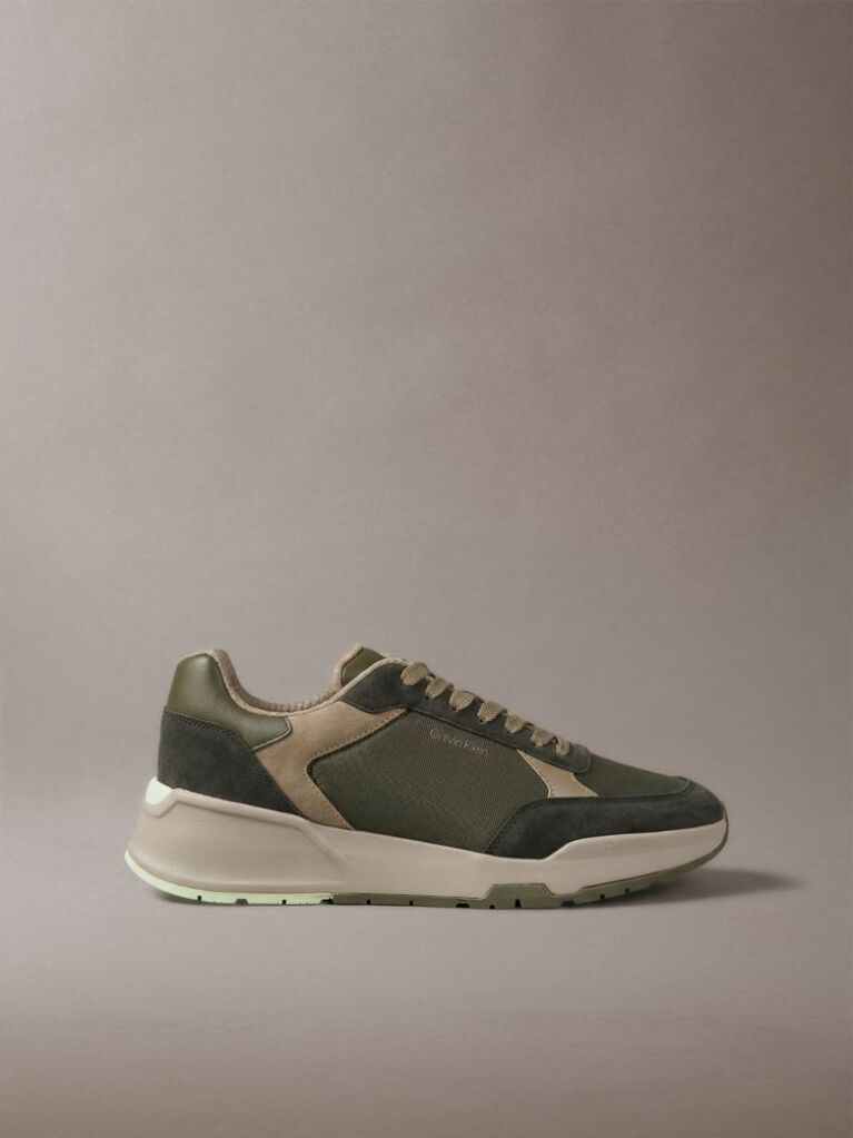 Green Suede Chunky Dad Sneakers  Men