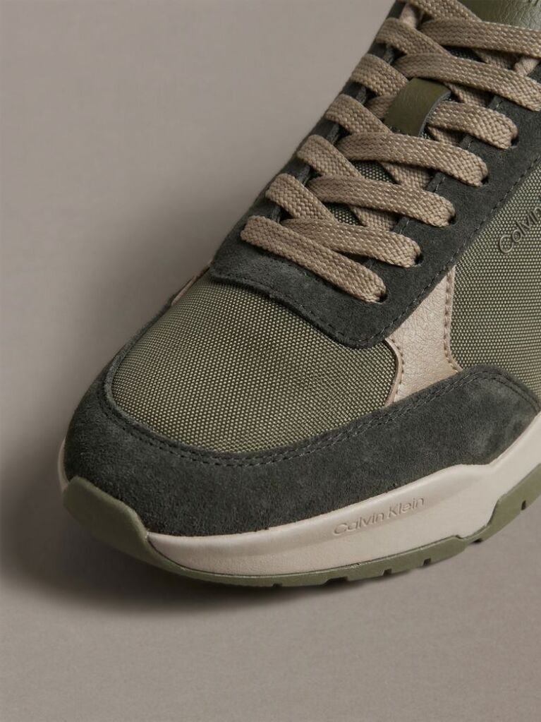 Green Suede Chunky Dad Sneakers  Men