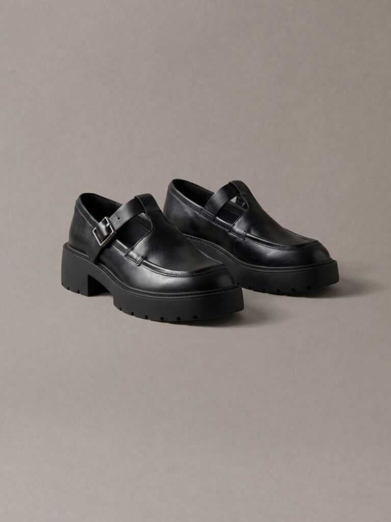 Black CK Bold - Leather Mary Jane Loafers  Women