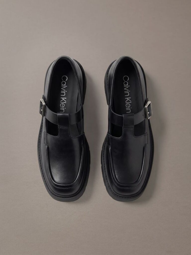 Black CK Bold - Leather Mary Jane Loafers  Women