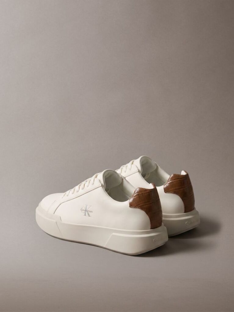 White Leather Durable Traction Chunky Trainers  Women