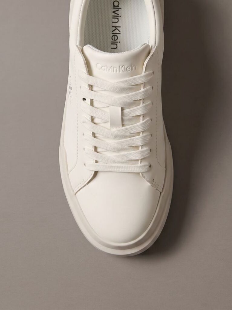 White Leather Durable Traction Chunky Trainers  Women