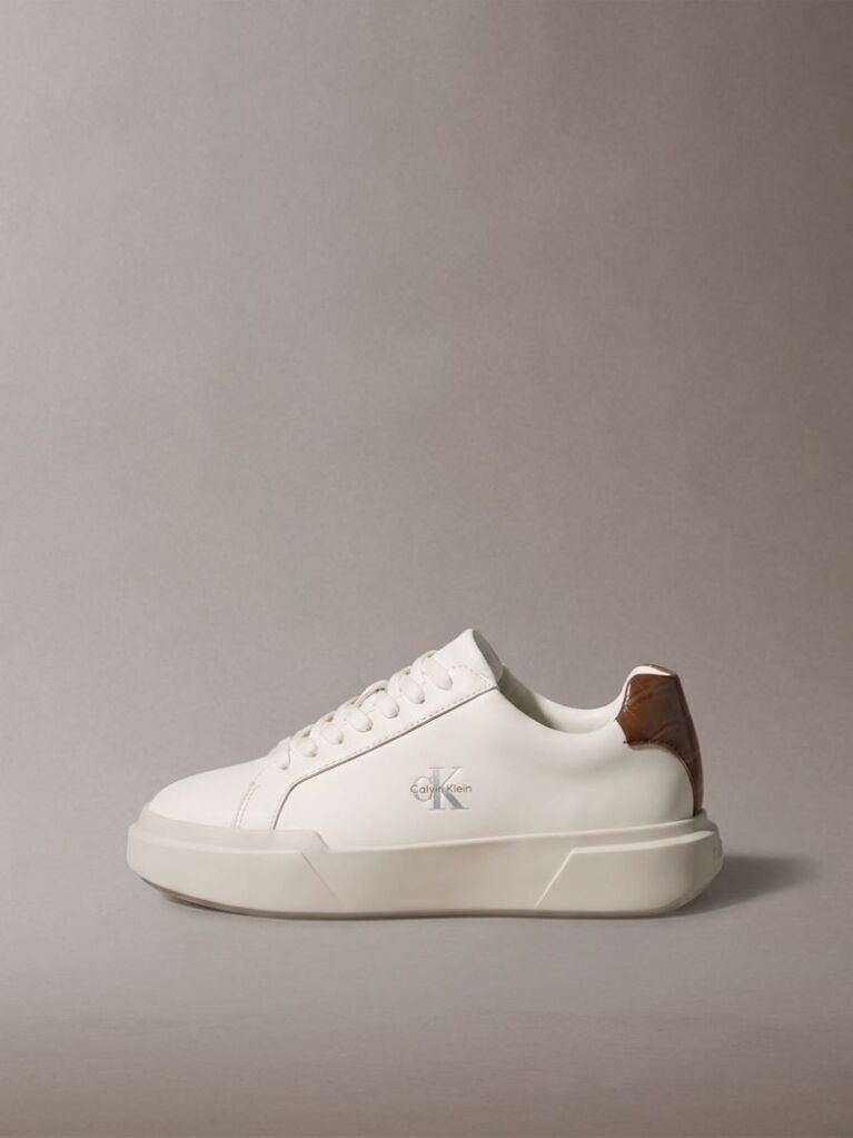White Leather Durable Traction Chunky Trainers  Women