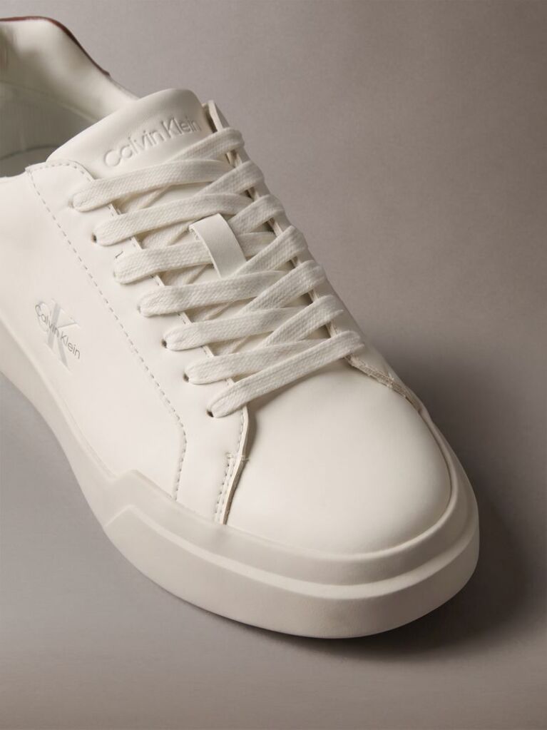White Leather Durable Traction Chunky Trainers  Women