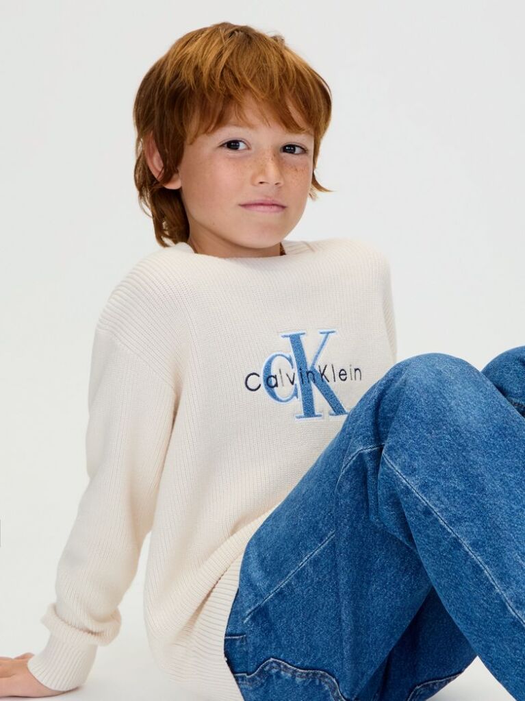 Beige Relaxed Logo Jumper  Boys