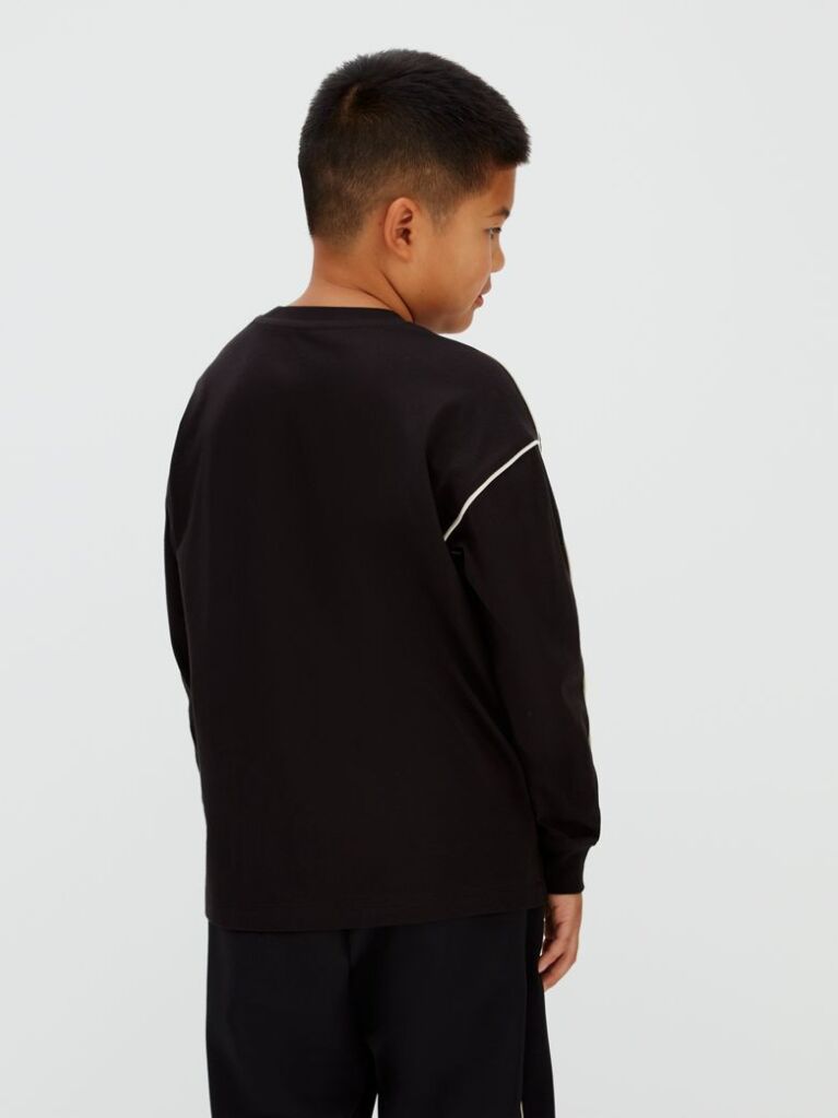 Black Relaxed Piping T-Shirt  Boys