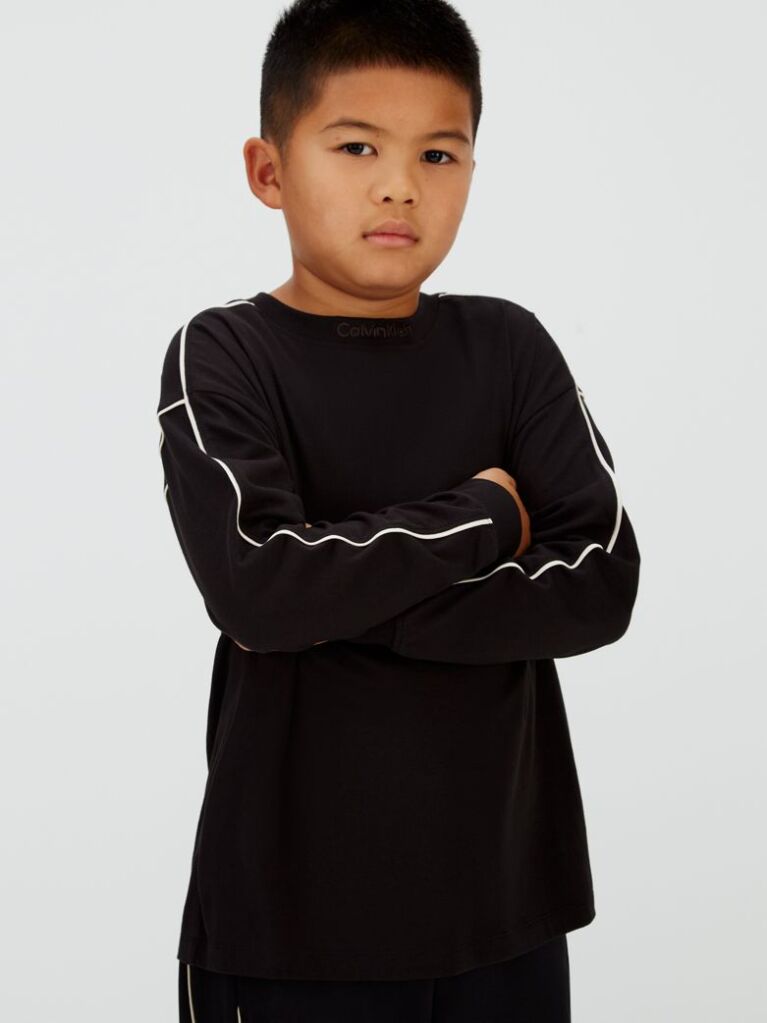 Black Relaxed Piping T-Shirt  Boys
