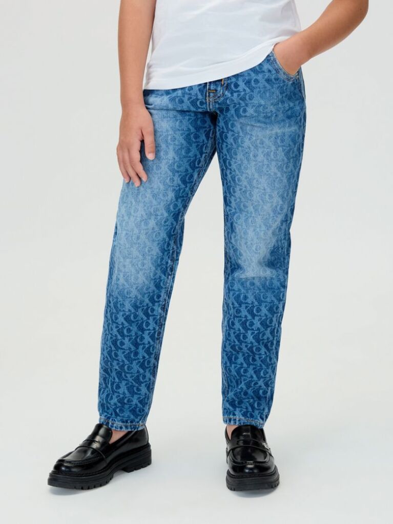Denim Barrel Leg Logo Jeans  Girls