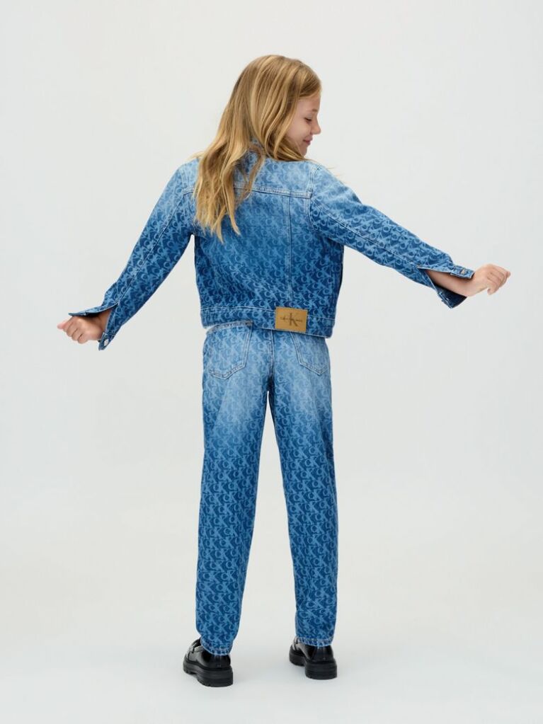 Denim Barrel Leg Logo Jeans  Girls