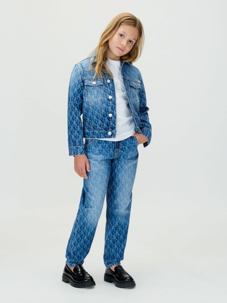 Denim Barrel Leg Logo Jeans  Girls