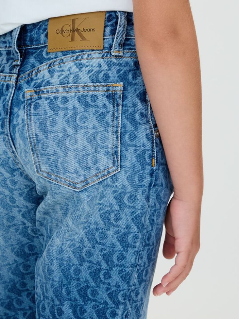 Denim Barrel Leg Logo Jeans  Girls