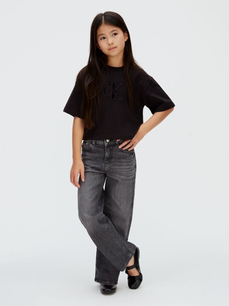 Black Boxy Logo T-Shirt  Girls