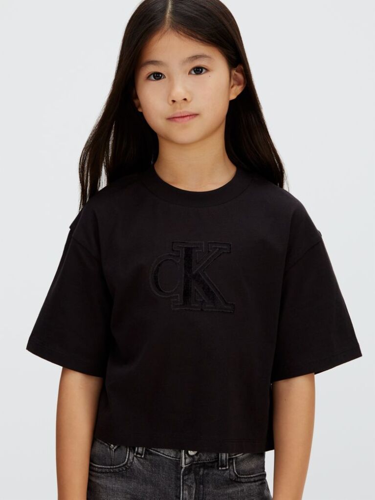 Black Boxy Logo T-Shirt  Girls
