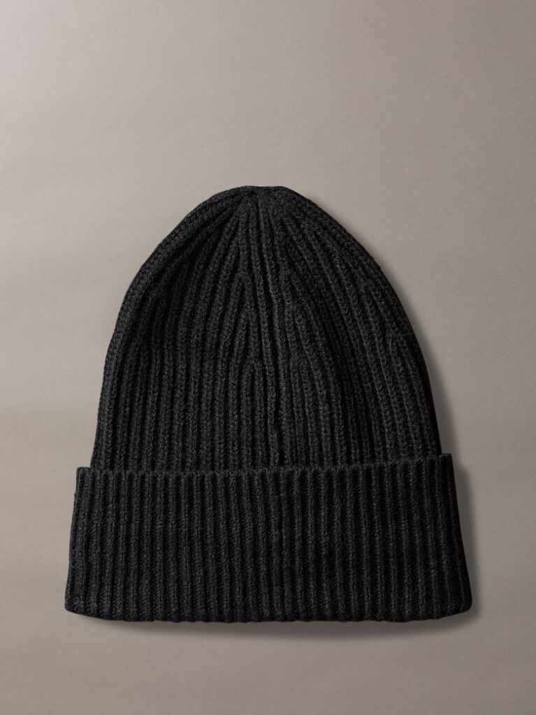 Black Kids' Ribbed Beanie  Kids Unisex