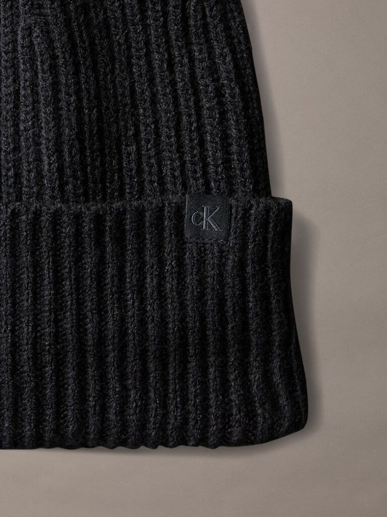Black Kids' Ribbed Beanie  Kids Unisex
