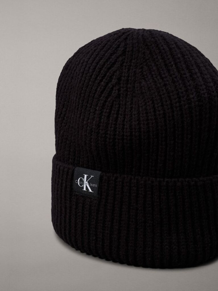 Black Kids' Ribbed Beanie  Kids Unisex