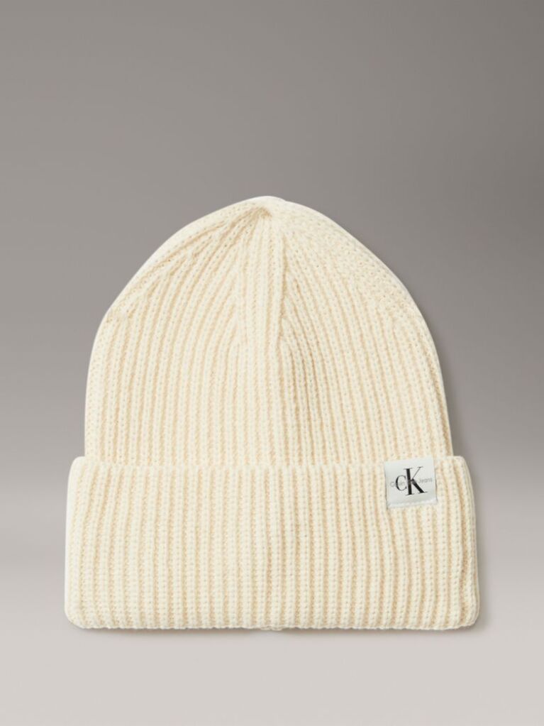 Beige Kids' Ribbed Beanie  Kids Unisex