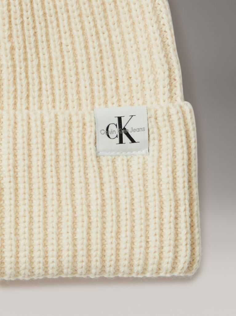 Beige Kids' Ribbed Beanie  Kids Unisex