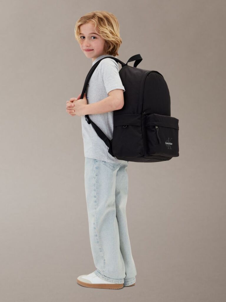 Black Kids' Nylon Backpack  Kids Unisex