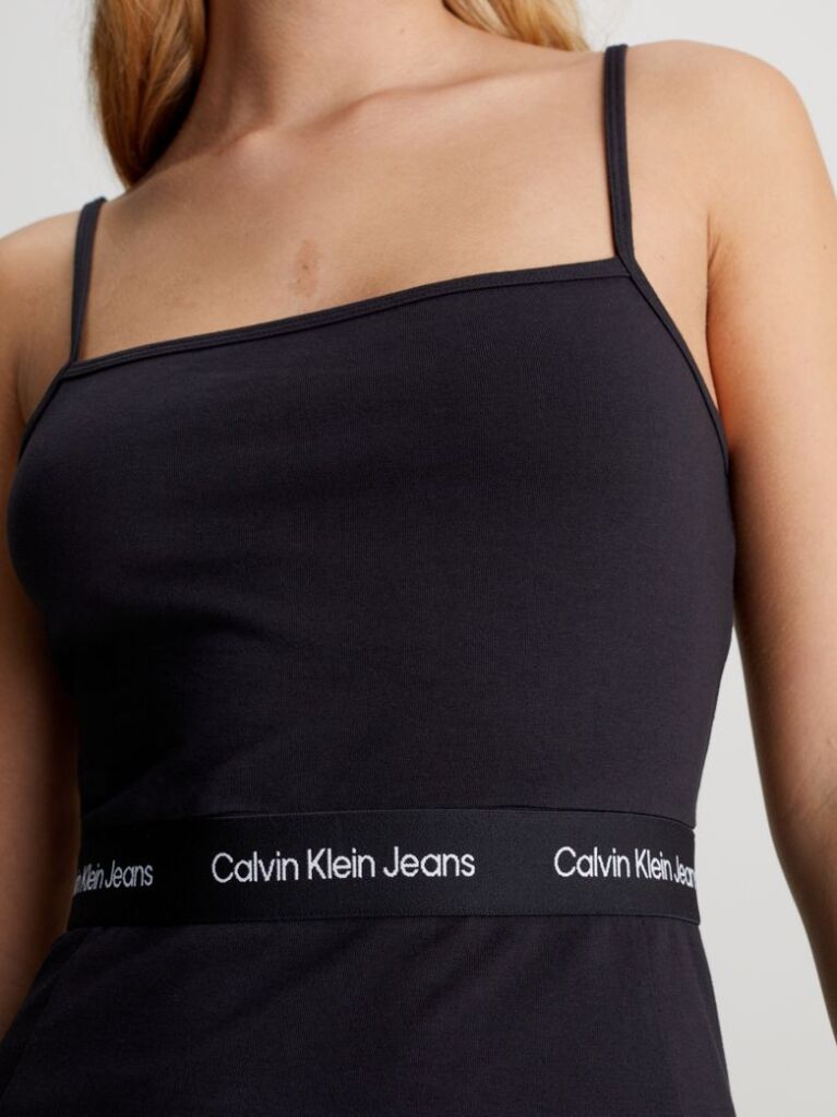 Black Logo Tape Jersey Dress  Women