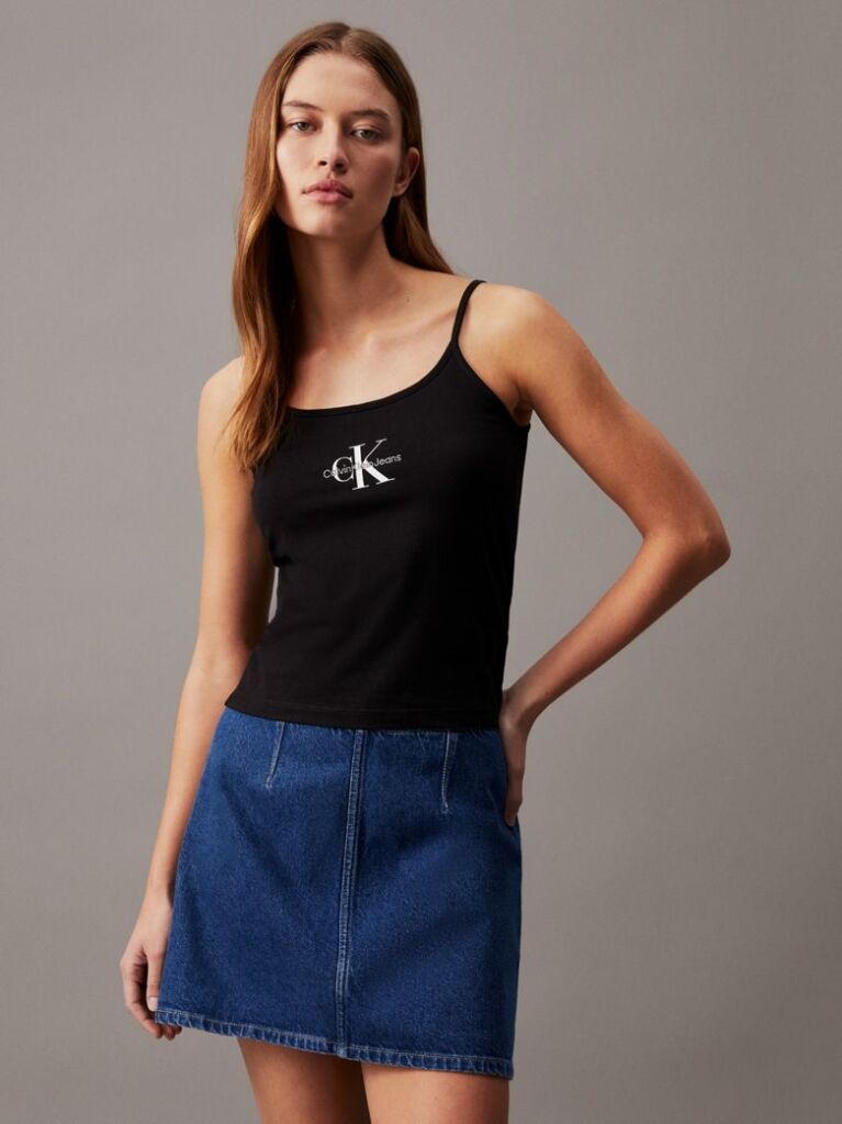 Black Slim Monogram Cami Top  Women