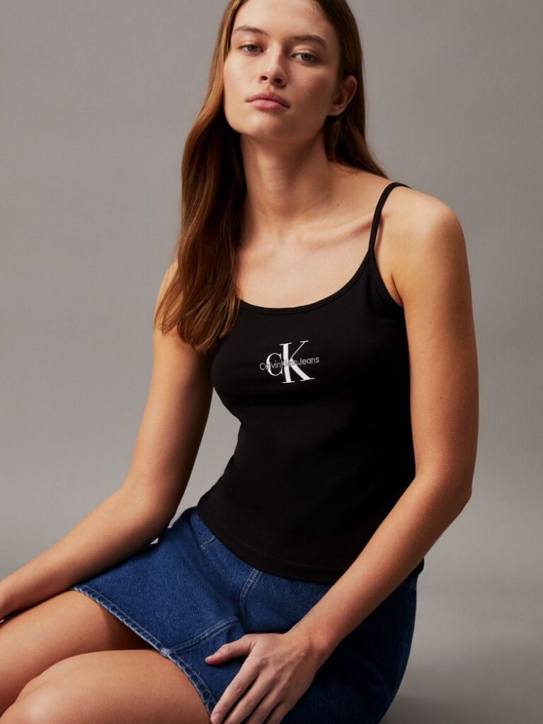 Black Slim Monogram Cami Top  Women