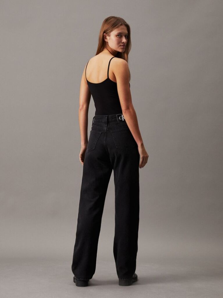 Black Cotton Stretch Monogram Bodysuit  Women