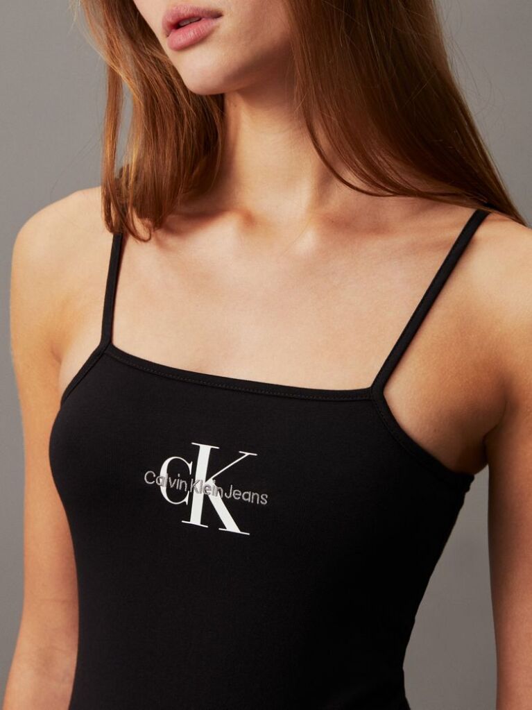 Black Cotton Stretch Monogram Bodysuit  Women