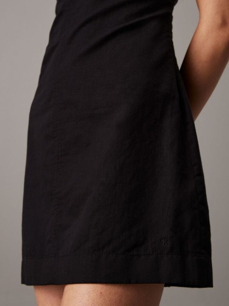 Black Soft Cotton Linen Mini Dress  Women