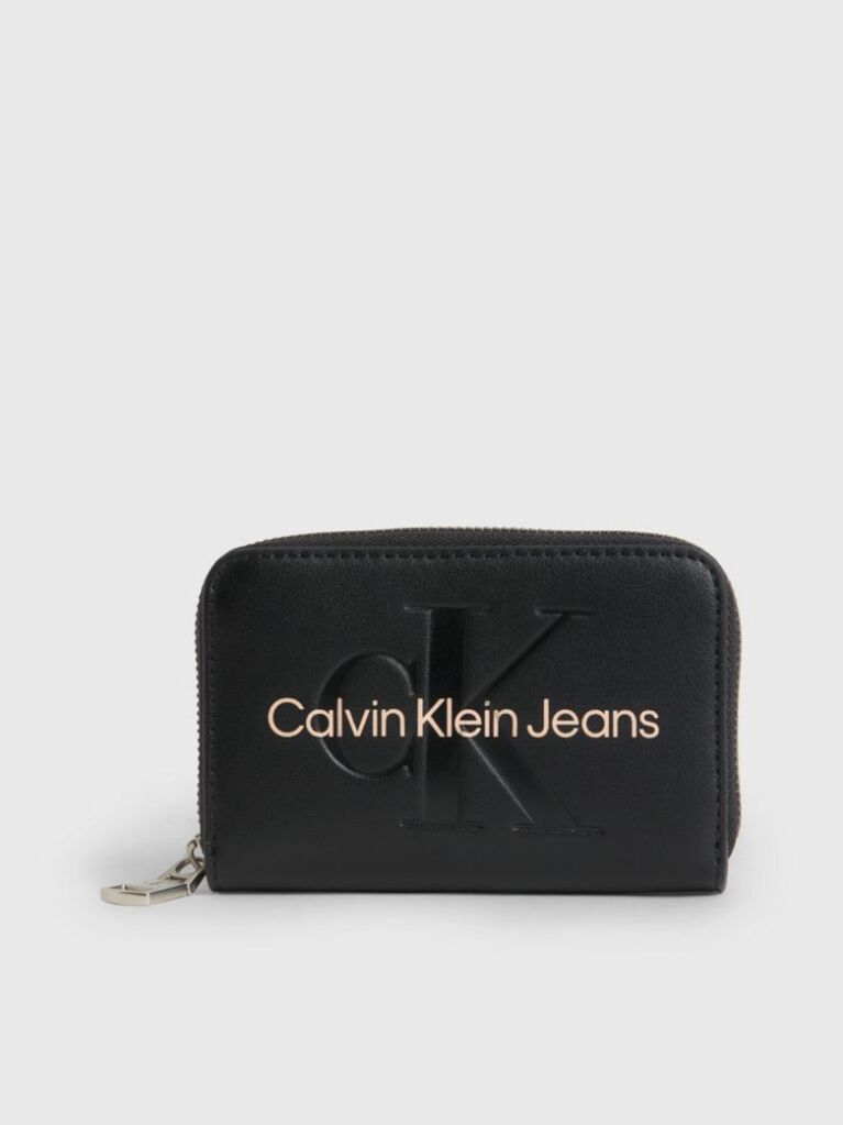 Black Logo Zip Around Wallet  Women