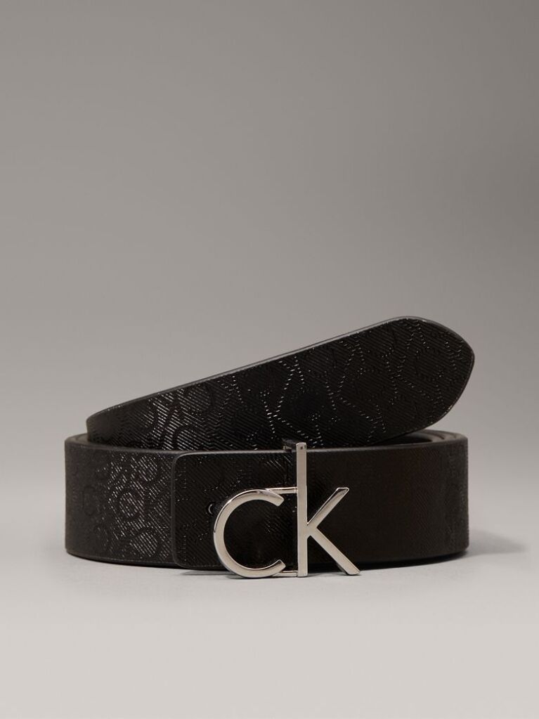 Black Reversible Logo Leather Belt  Women