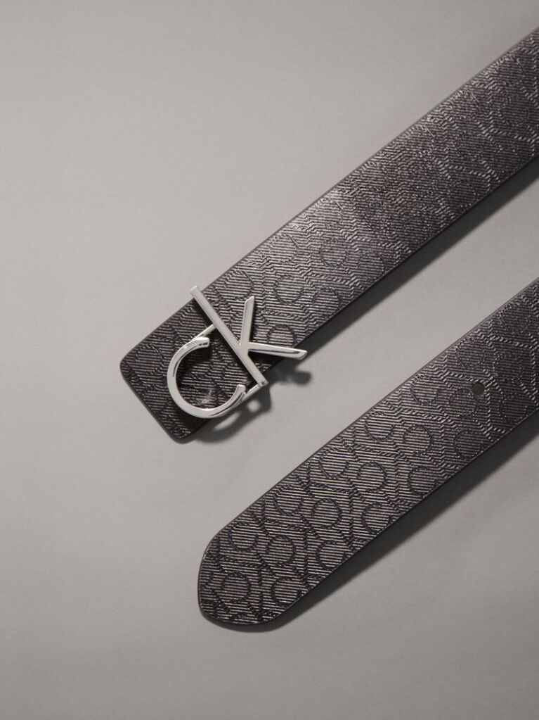 Black Reversible Logo Leather Belt  Women