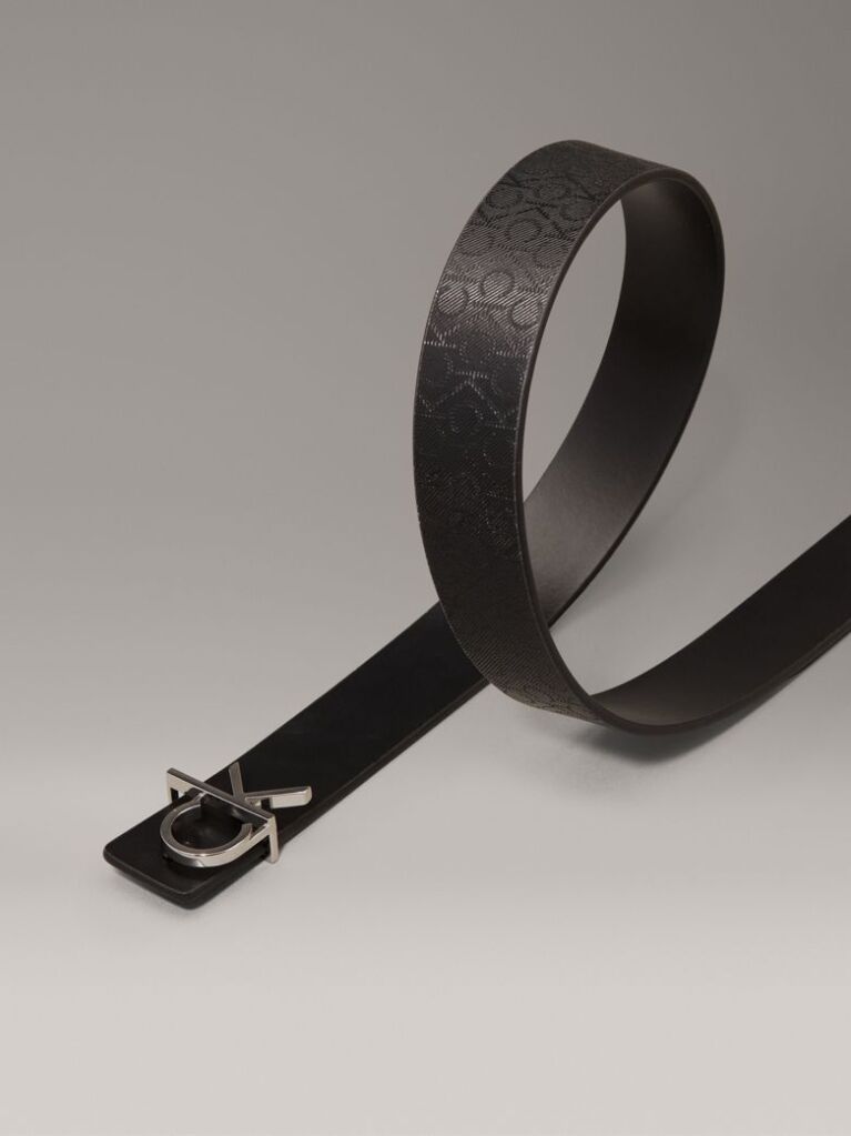 Black Reversible Logo Leather Belt  Women