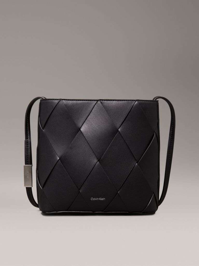 Black Square Woven Crossbody Bag  Women
