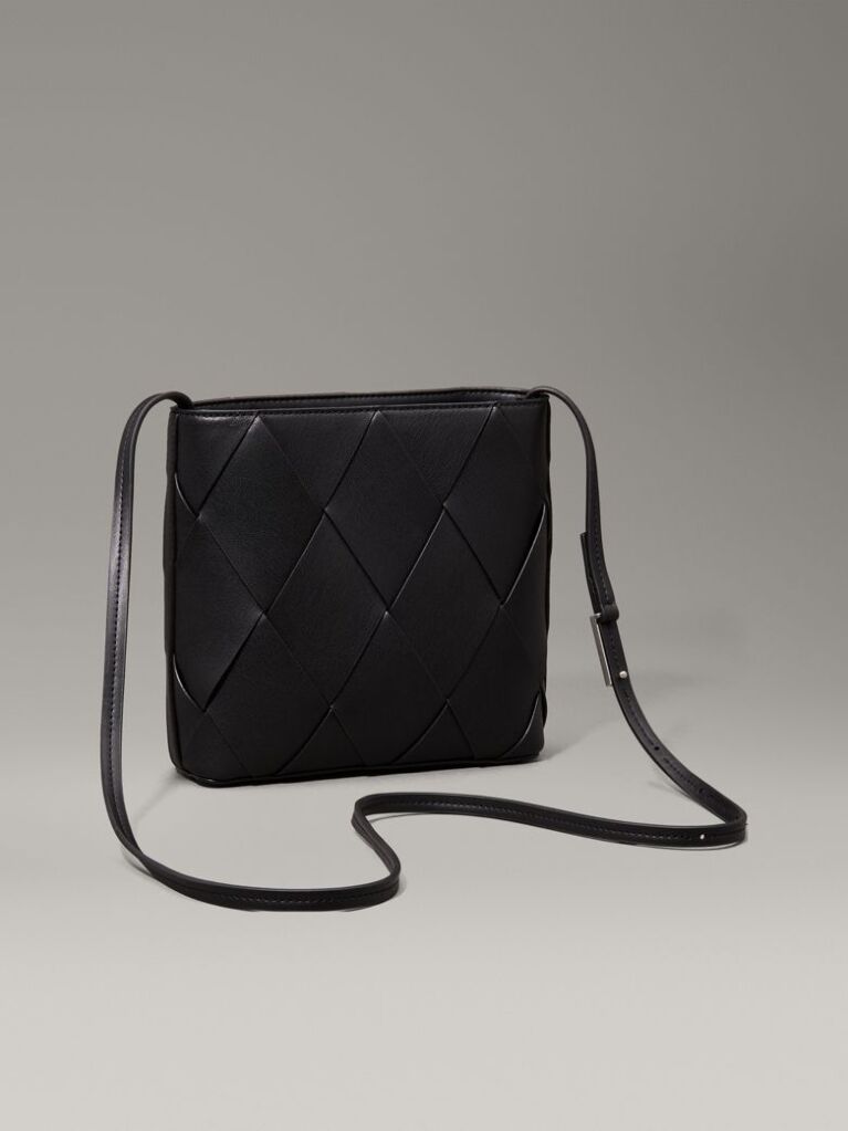 Black Square Woven Crossbody Bag  Women