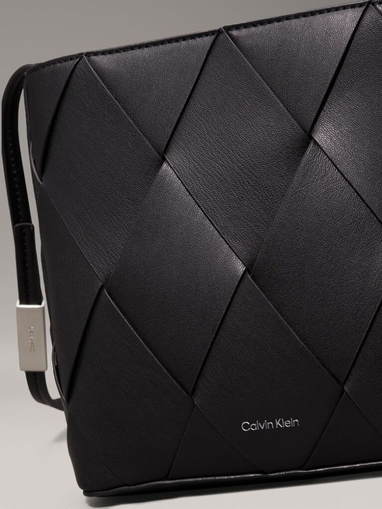 Black Square Woven Crossbody Bag  Women