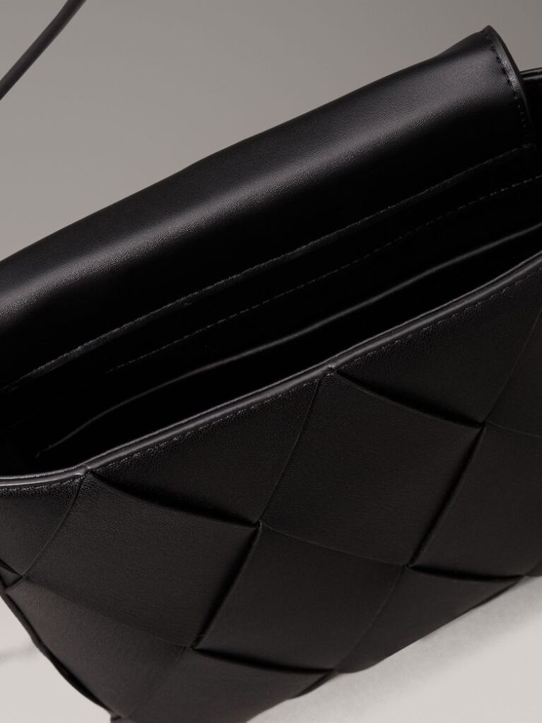 Black Square Woven Crossbody Bag  Women