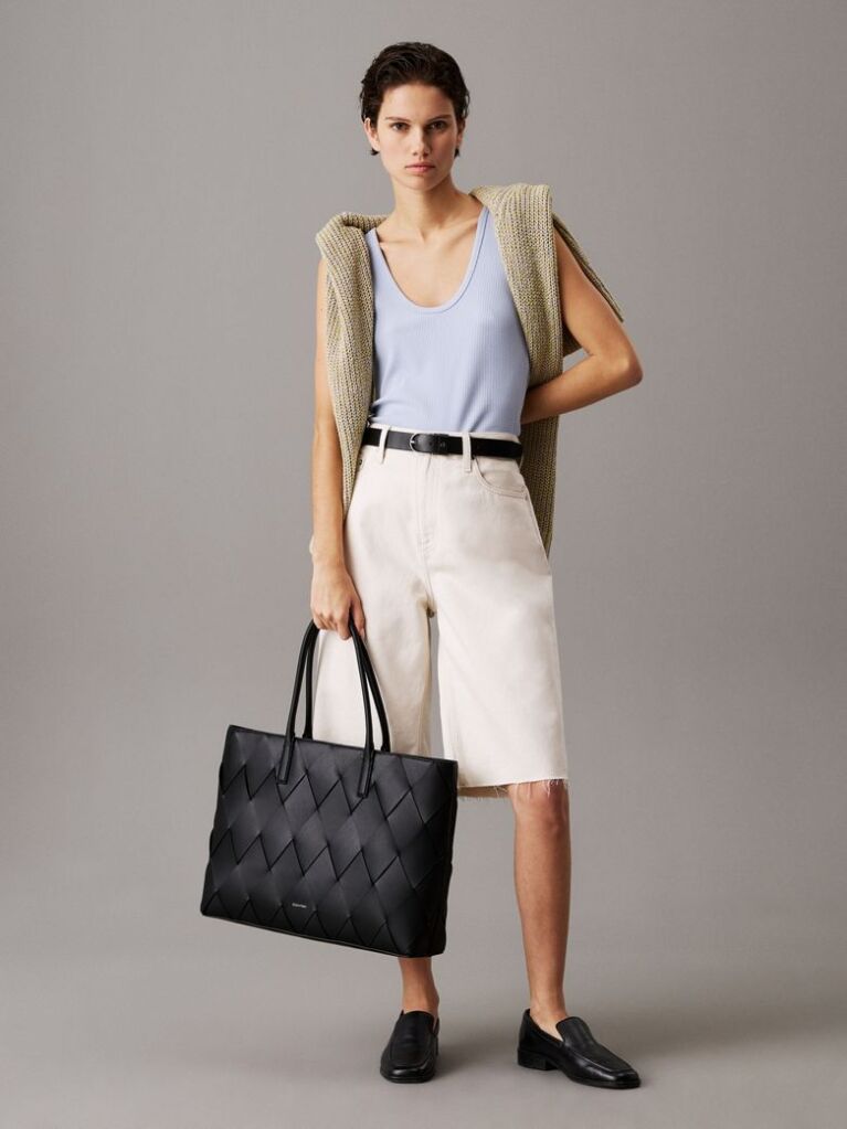Black Woven Tote Bag  Women
