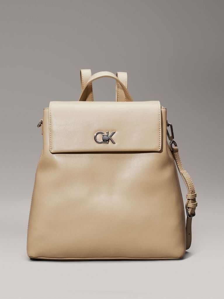 Beige Flap Backpack  Women