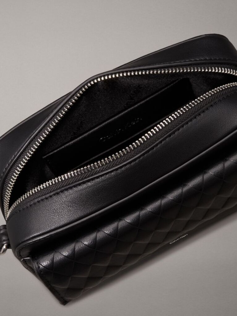 Black Quilted Crossbody Camera Bag  Women