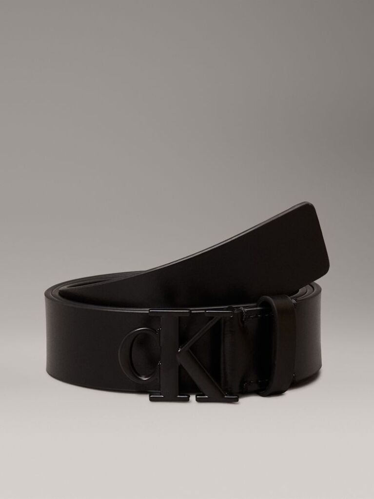 Black Logo Leather Belt  Women
