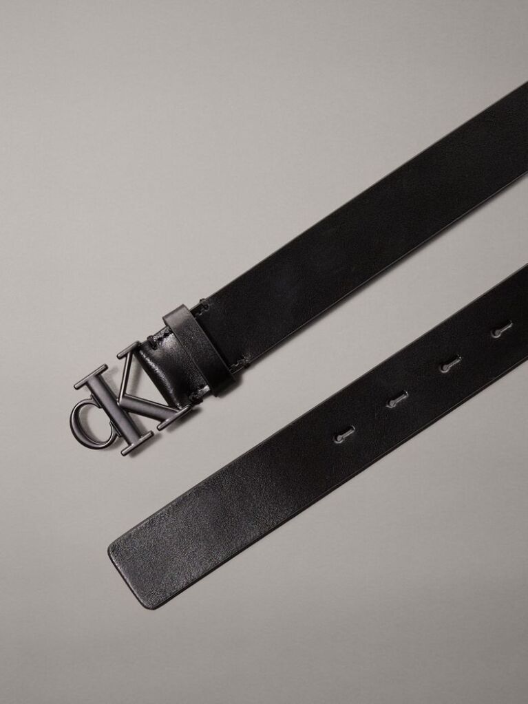 Black Logo Leather Belt  Women