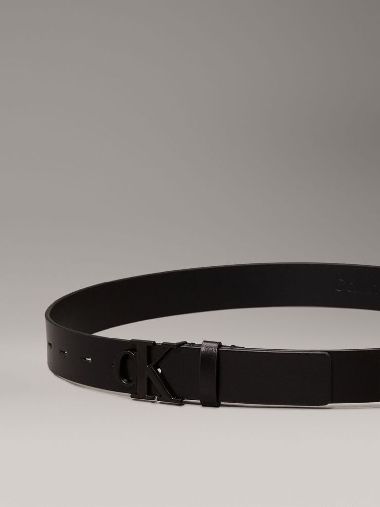 Black Logo Leather Belt  Women