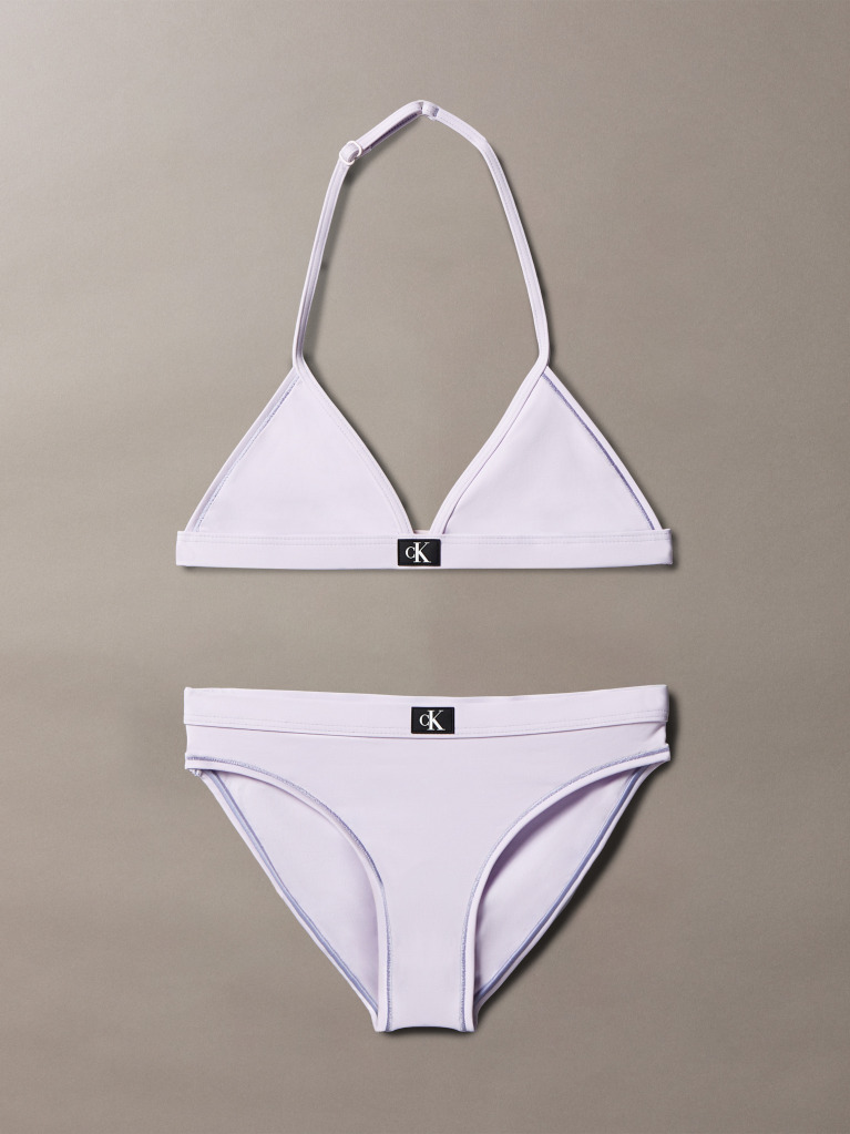 Purple Girls Triangle Bikini Set - CK Monogram  Girls