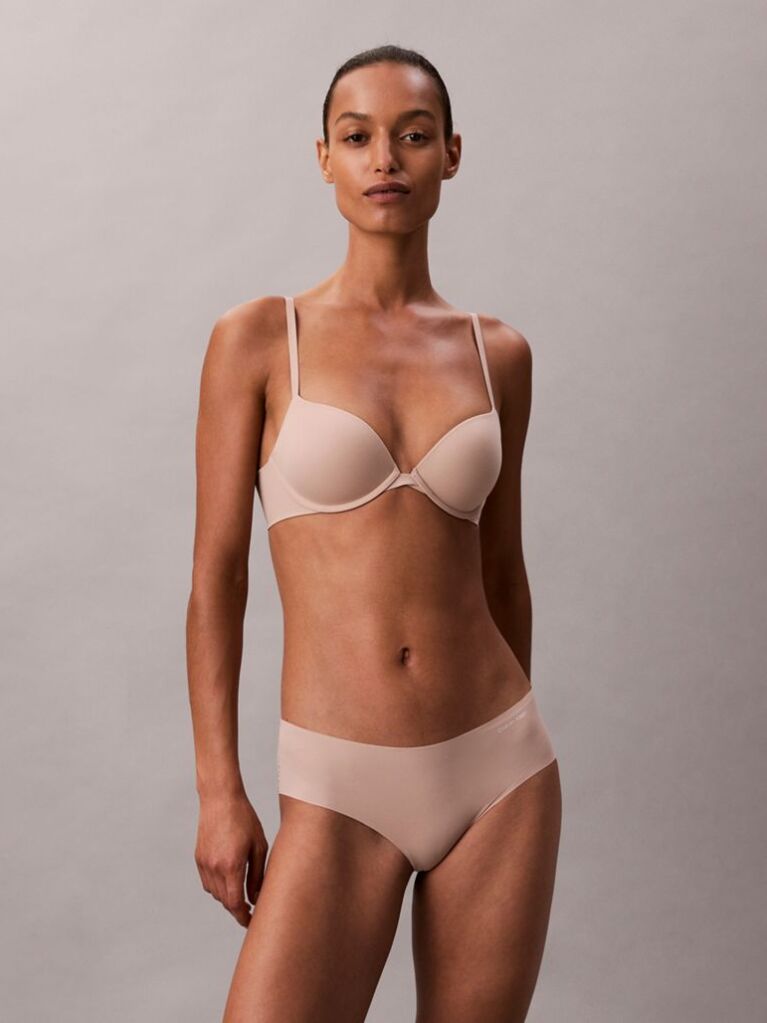 Beige Push Up Plunge Bra - Perfectly Fit  Women